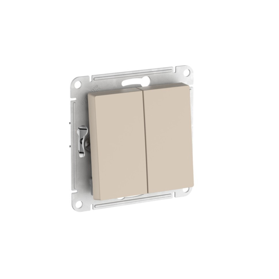 Выключатель 2-клавишный, сх.5, 10АХ, мех., быстрозажим. клем. Systeme Electric AtlasDesign Песочный ATN001251S