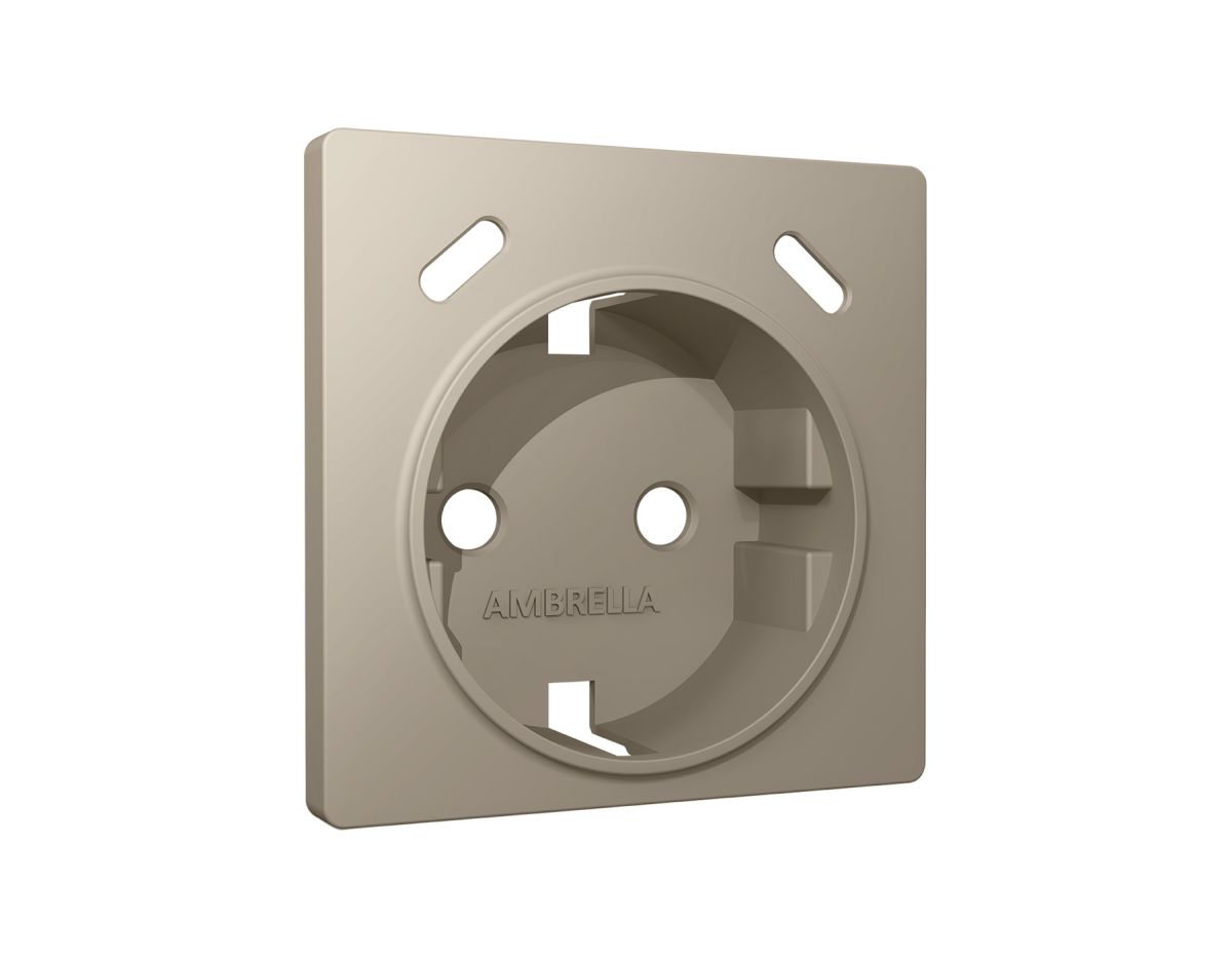 Лицевая панель Alfa (Серо-бежевый матовый) для электрической розетки с/з со шторками 2USB C+C Quant Ambrella Volt AP3705