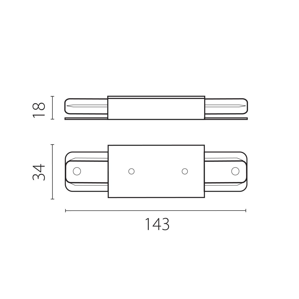 Питание центральное короткое (143mm) для шинопровода 50202X(-T), 50203X(-T) Barra Lightstar 502186-1
