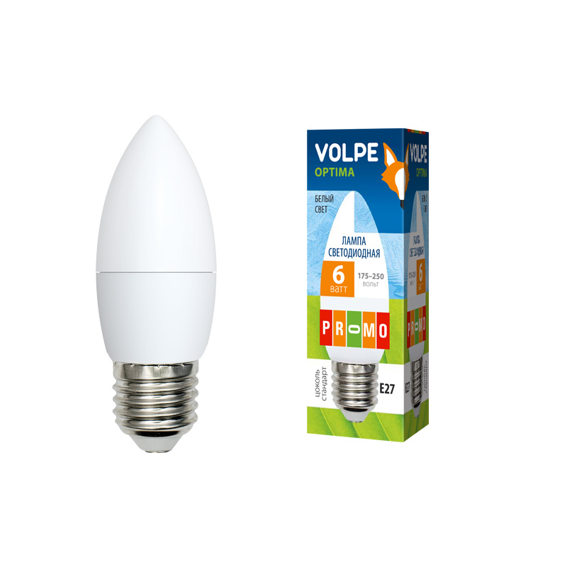 Лампа светодиодная (UL-00001067) Volpe E27 6W 4000K матовая LED-C37-6W/NW/E27/FR/O