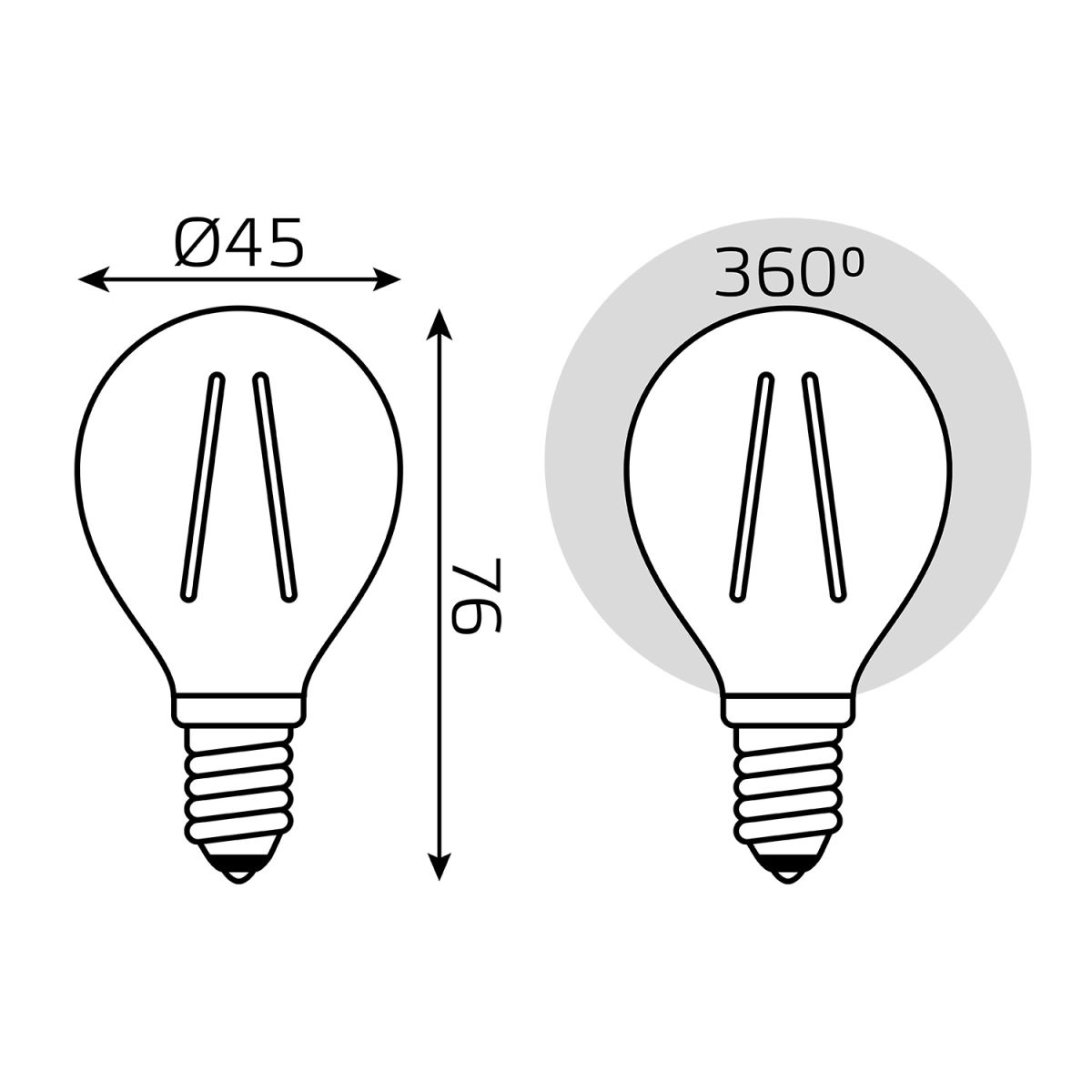 Светодиодная филаментная лампа Gauss Basic Filament E14 4W 3000K шар 50512142