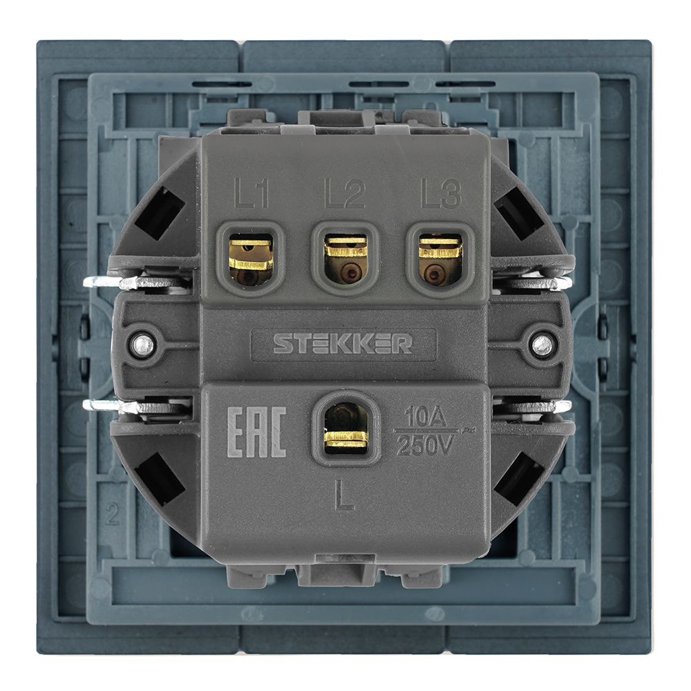 Выключатель 3-клавишный (механизм) Stekker Мия 250В 10А RSW10-3108-05 черный бархат 50444