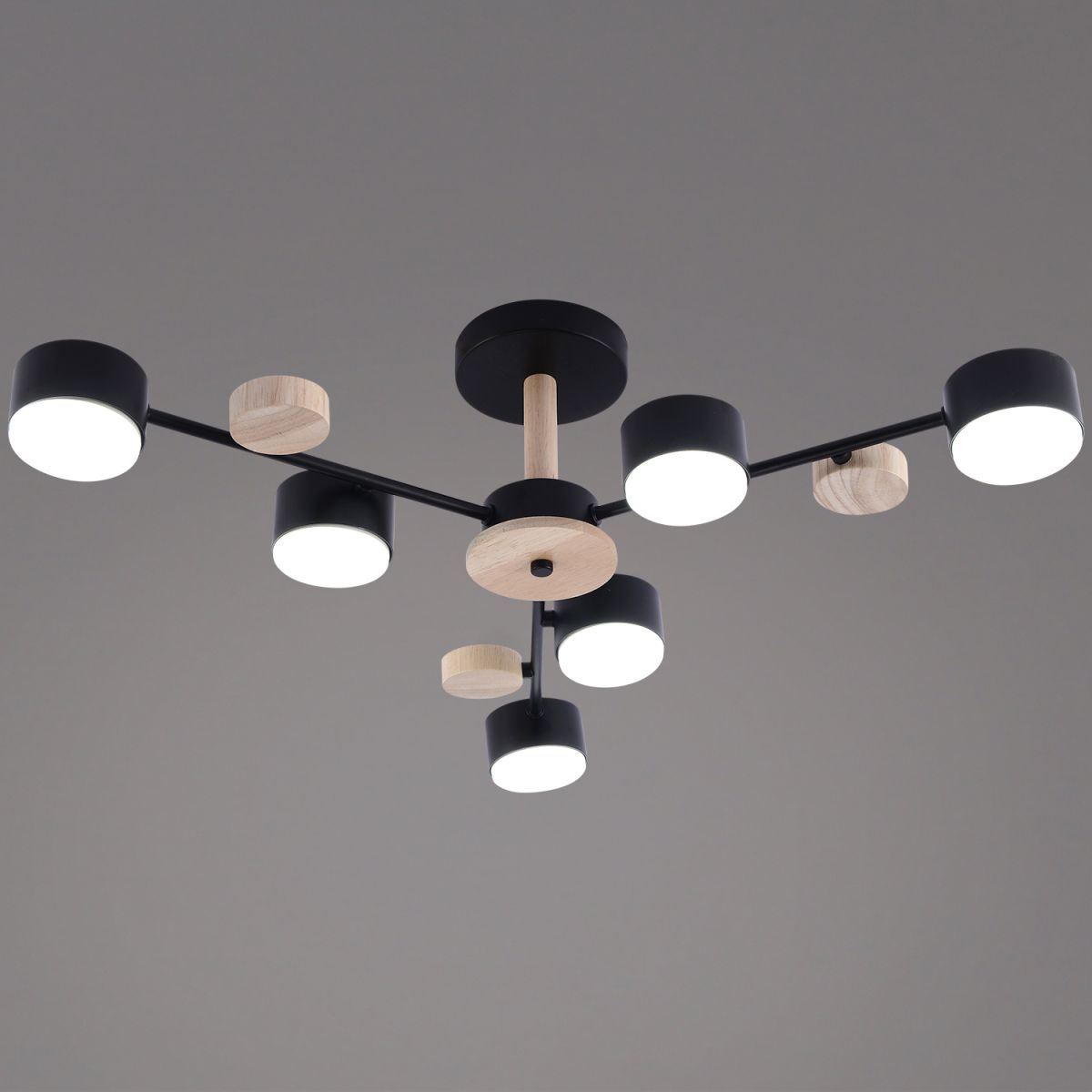 Люстра на штанге Reluce 03758-0.3-06 BK+WOOD GX53