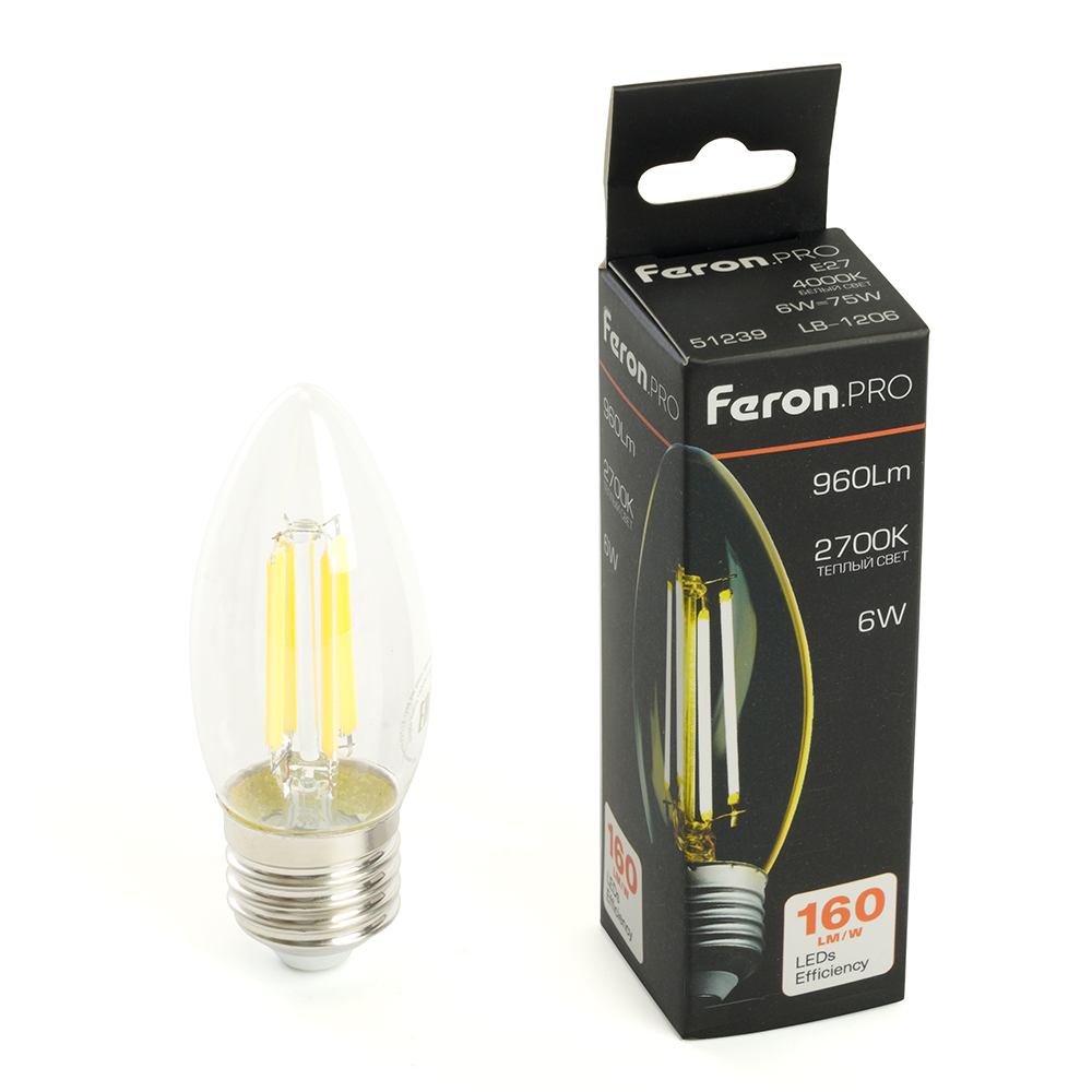 Светодиодная лампа Feron LB-1206 E27 6W 2700K 51238