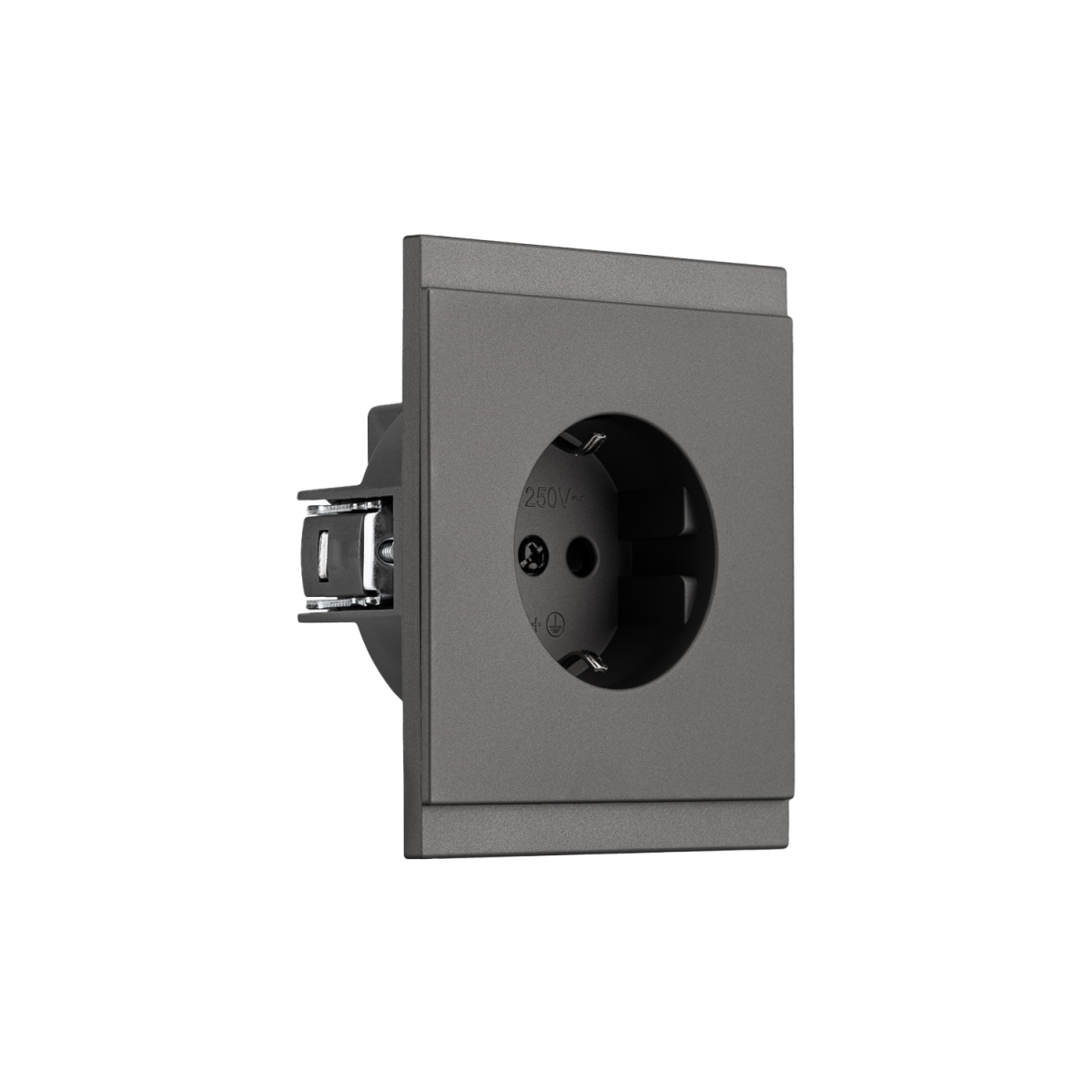 Розетка SETE 1-ая с/з с/у, со шторками 16А графит IP20/IP44 KRANZ KR-79-0701-3