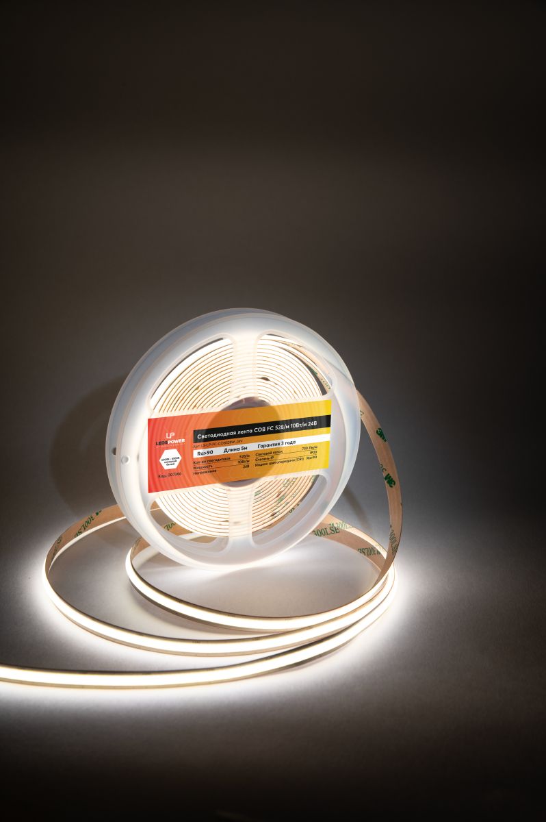 Светодиодная лента LEDS POWER COB FC 528/м (10Вт/м) 24В холодная 007366