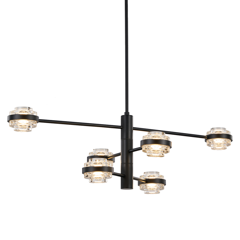 Люстра на штанге Delight Collection MD22030002 MX22030002-6A black/clear