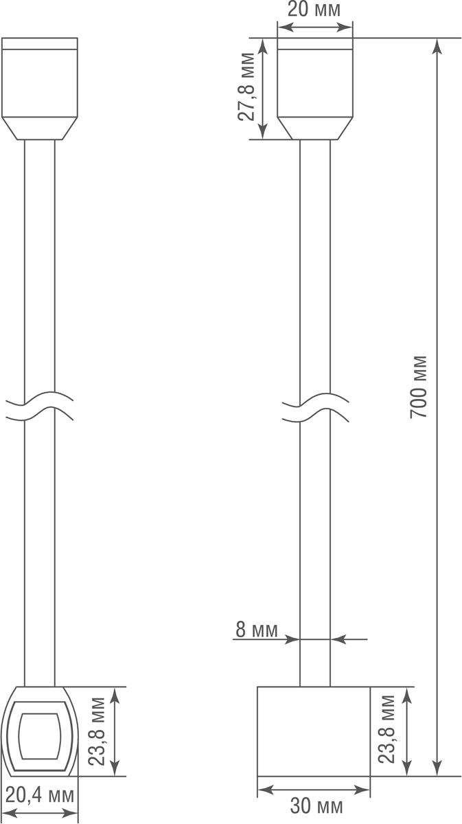 Токопроводящий прямой соединитель Donolux Code 1.2 Connector 180 H700 BBr DL20224