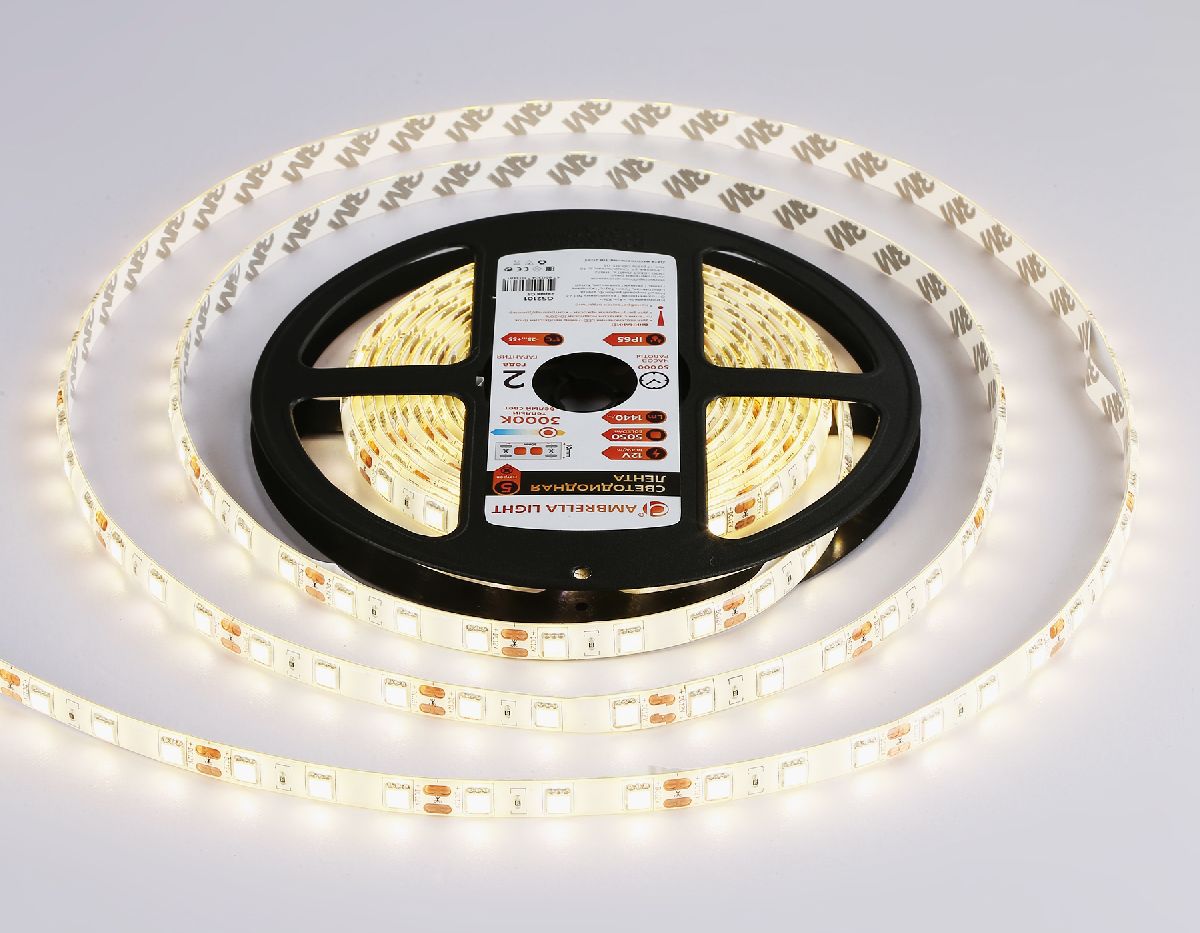 Светодиодная лента Ambrella Light LED Strip 12В 5050 14,4Вт/м 3000K 5м IP65 GS2101