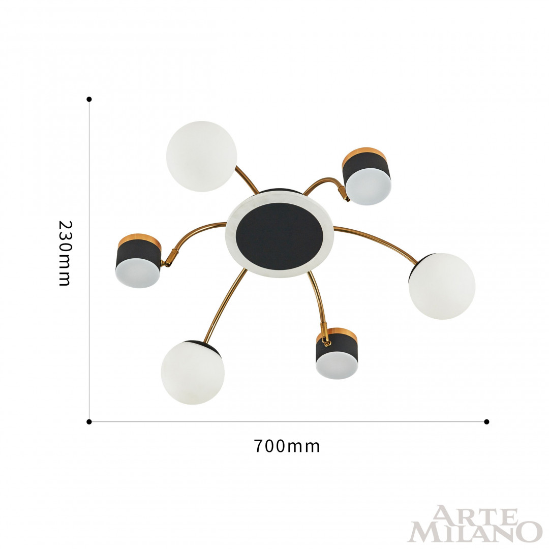 Потолочная люстра Arte Milano 272040/6 BK/GD