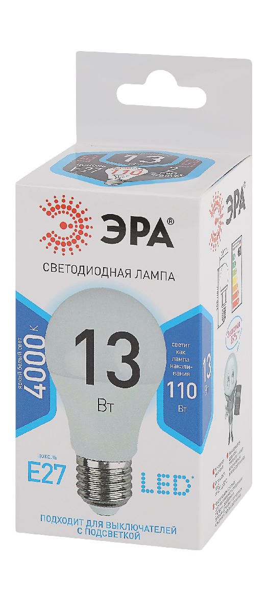 Лампа светодиодная Эра E27 13W 4000K LED A60-13W-840-E27 Б0020537