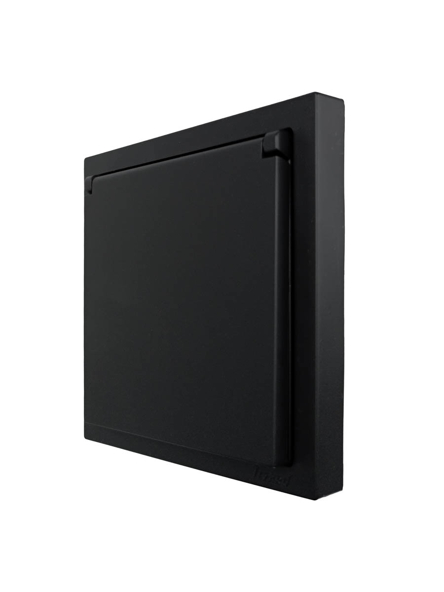 Розетка с/з с крышкой ПБТ черный бархат безвинтовой зажим/клемма Lezard Zima 704-4288-123BQC