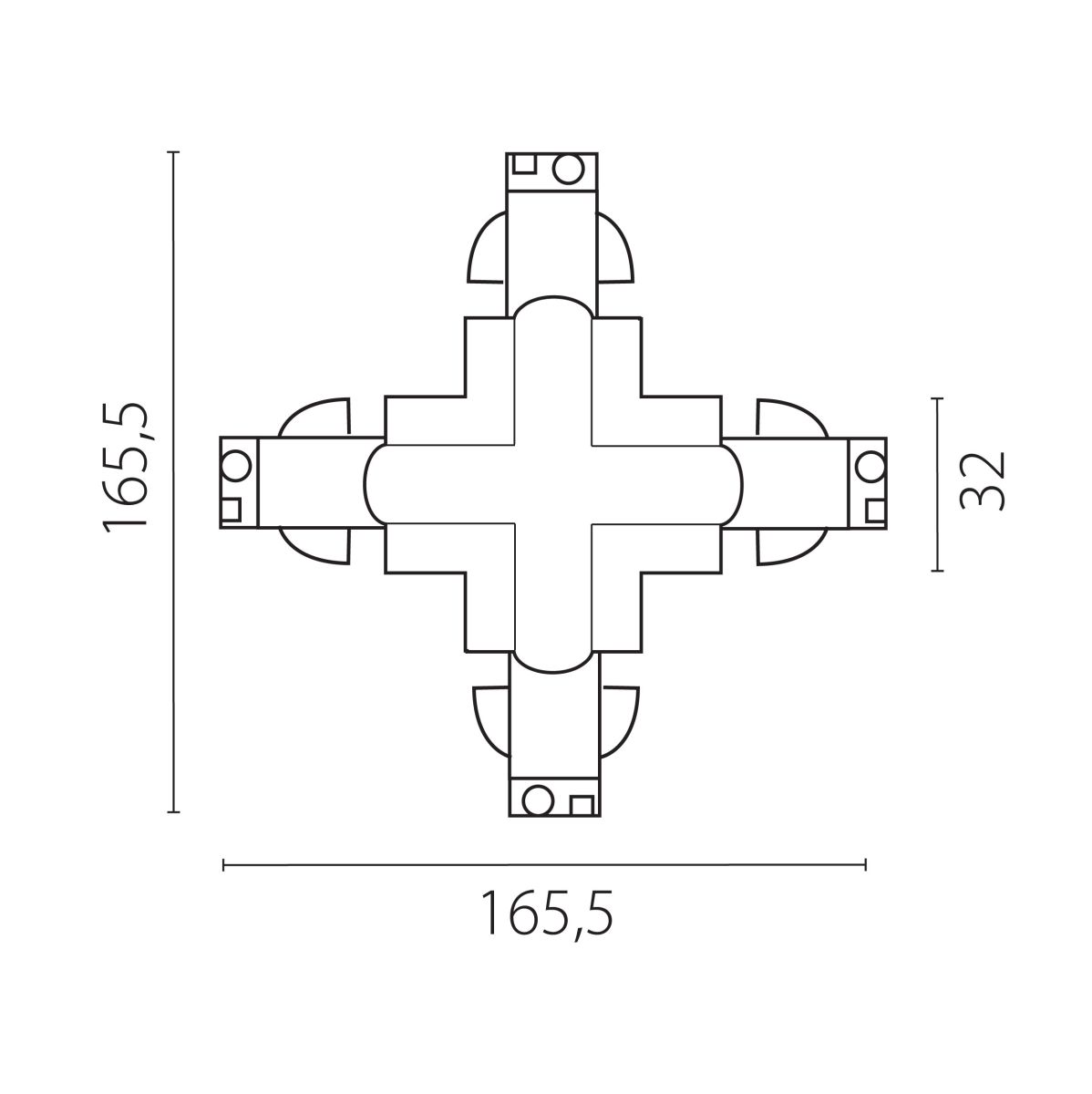 Соединение крестовое с подводом питания к треку 5040xx-(F)/(R) Lightstar Quattro 504146-FR