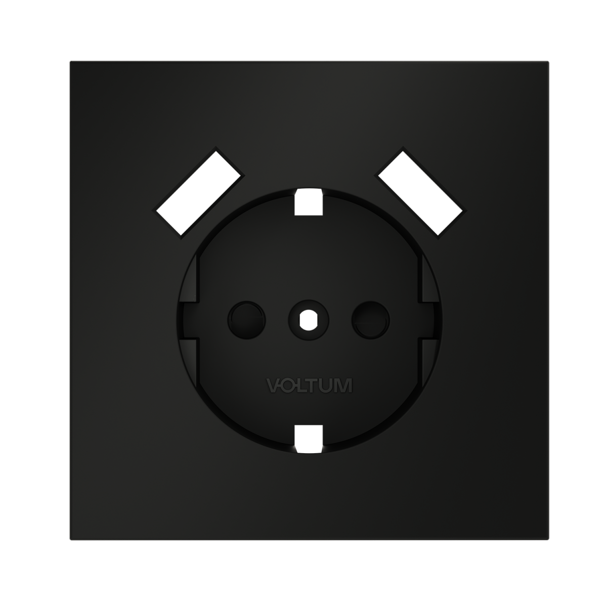 Накладка для розетки с заземлением и защитными шторками, с USB A+A Voltum S70 (черный матовый) VLS000908