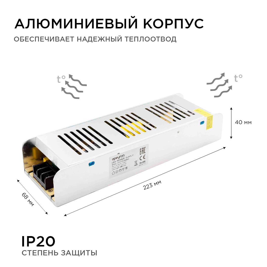 Блок питания Apeyron 12В 250Вт IP20 20,83А 03-51