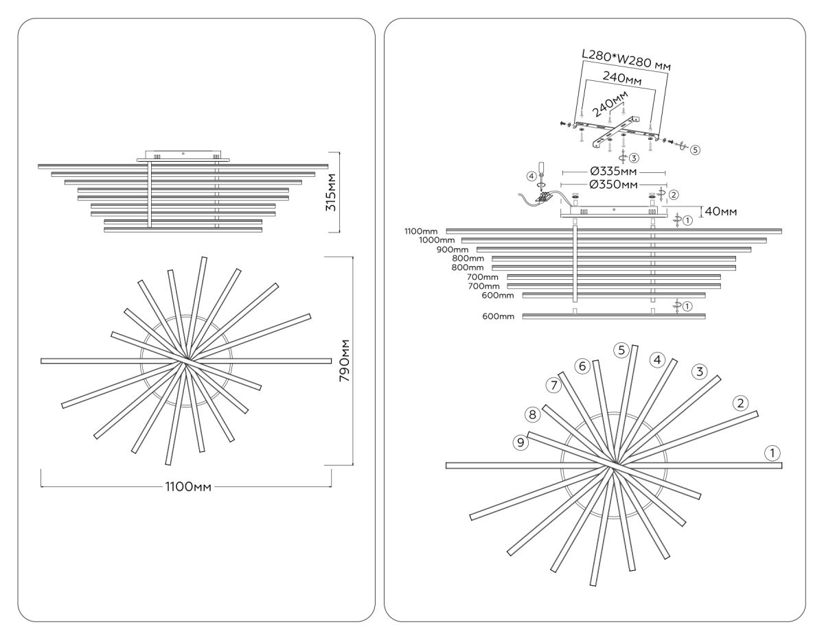 Потолочная люстра Ambrella Light Comfort LineTech FL6291