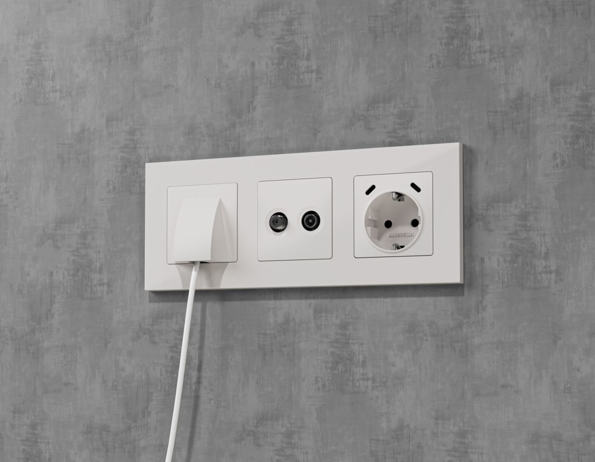 Лицевая панель Alfa (Белый матовый) для электрической розетки с/з со шторками 2USB C+C Quant Ambrella Volt AP1305