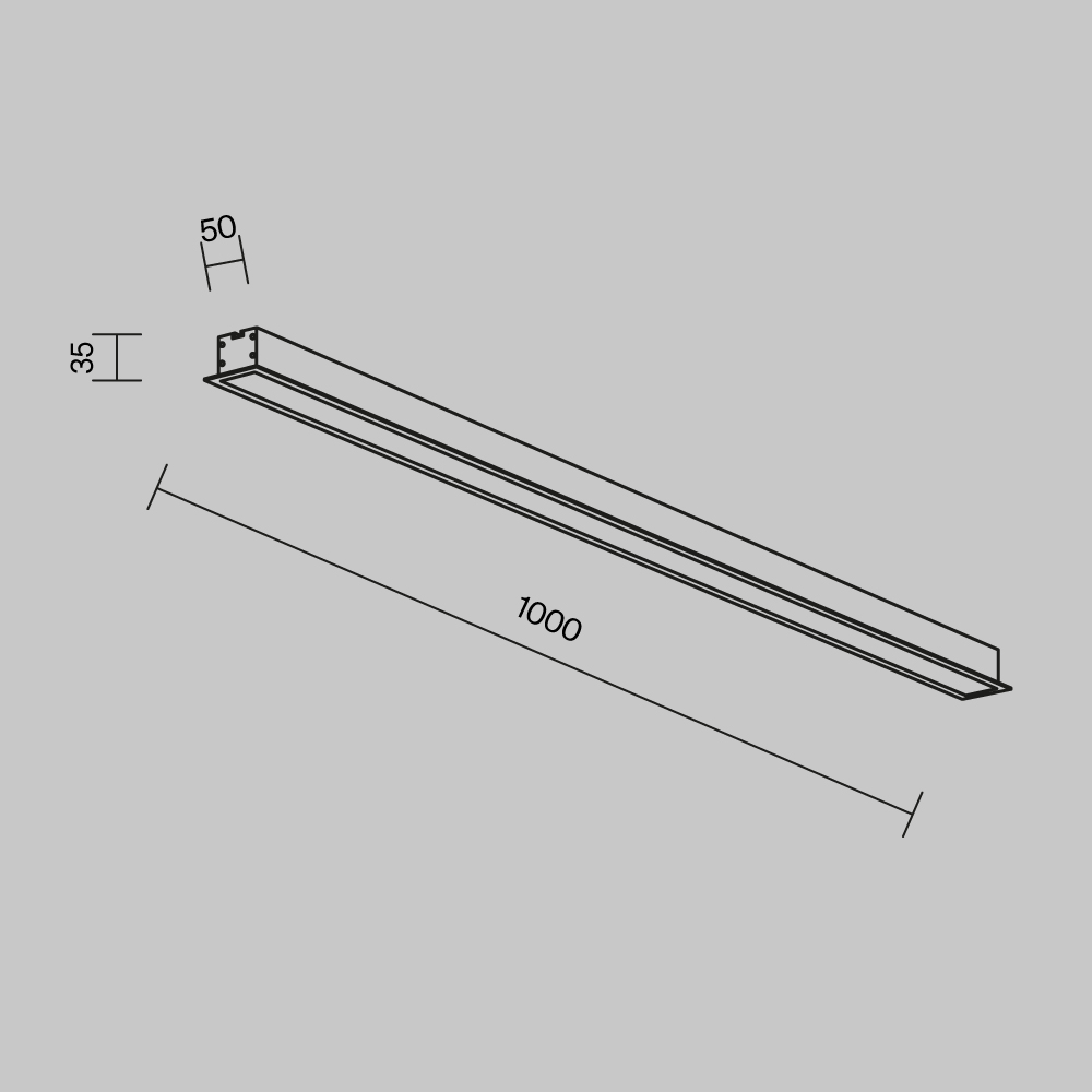 Линейный встраиваемый светильник Maytoni Technical 3000K 50x35 (Серебро, 1 м) LL313003