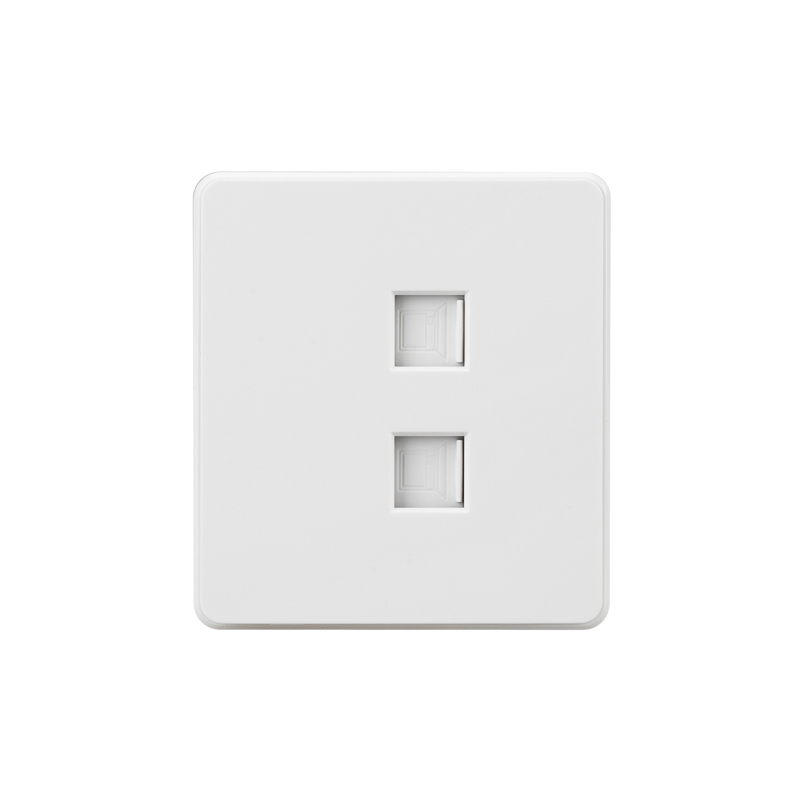 Розетка ROUND компьютерная двойная RJ45+RJ45 кат6 с/у перламутр KRANZ KR-78-0725-1