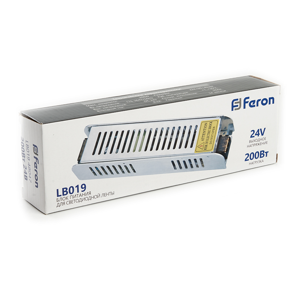 Трансформатор для светодиодной ленты Feron LB019 200Вт 24В IP20 48047