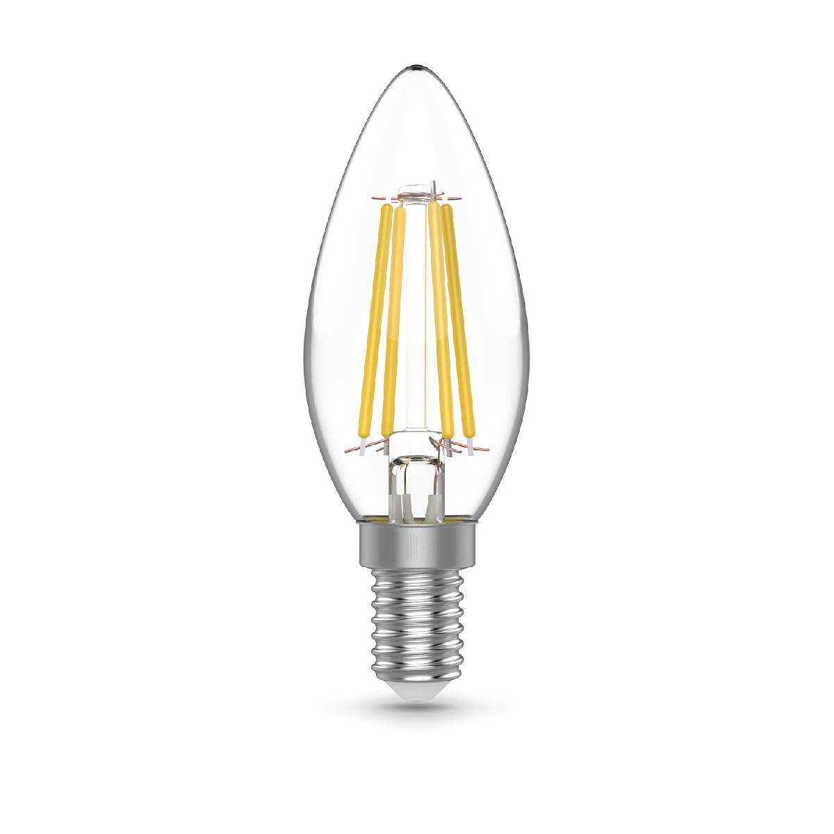 Лампа светодиодная филаментная Gauss E14 4,5W 2700К прозрачная 1031115 УЦ