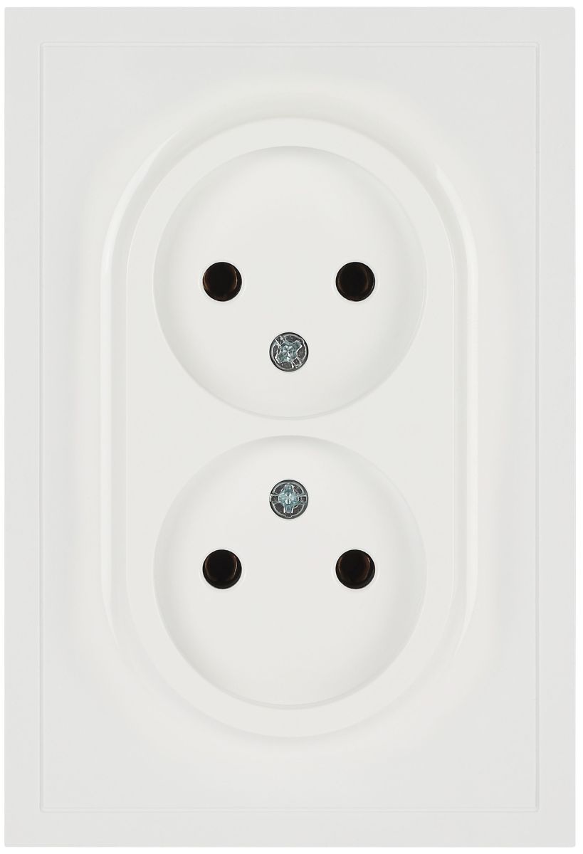 Розетка ЭРА Galaxy 15-2107-01 без заземления двойная 2X2P 16А-250В IP20 белый Б0071697