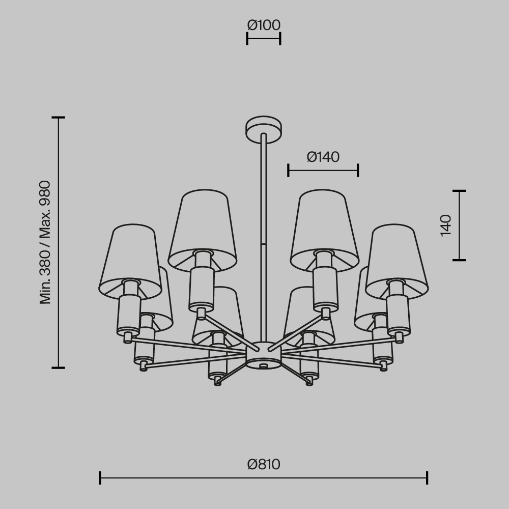 Люстра на штанге Maytoni Lira MOD483PL-08BS