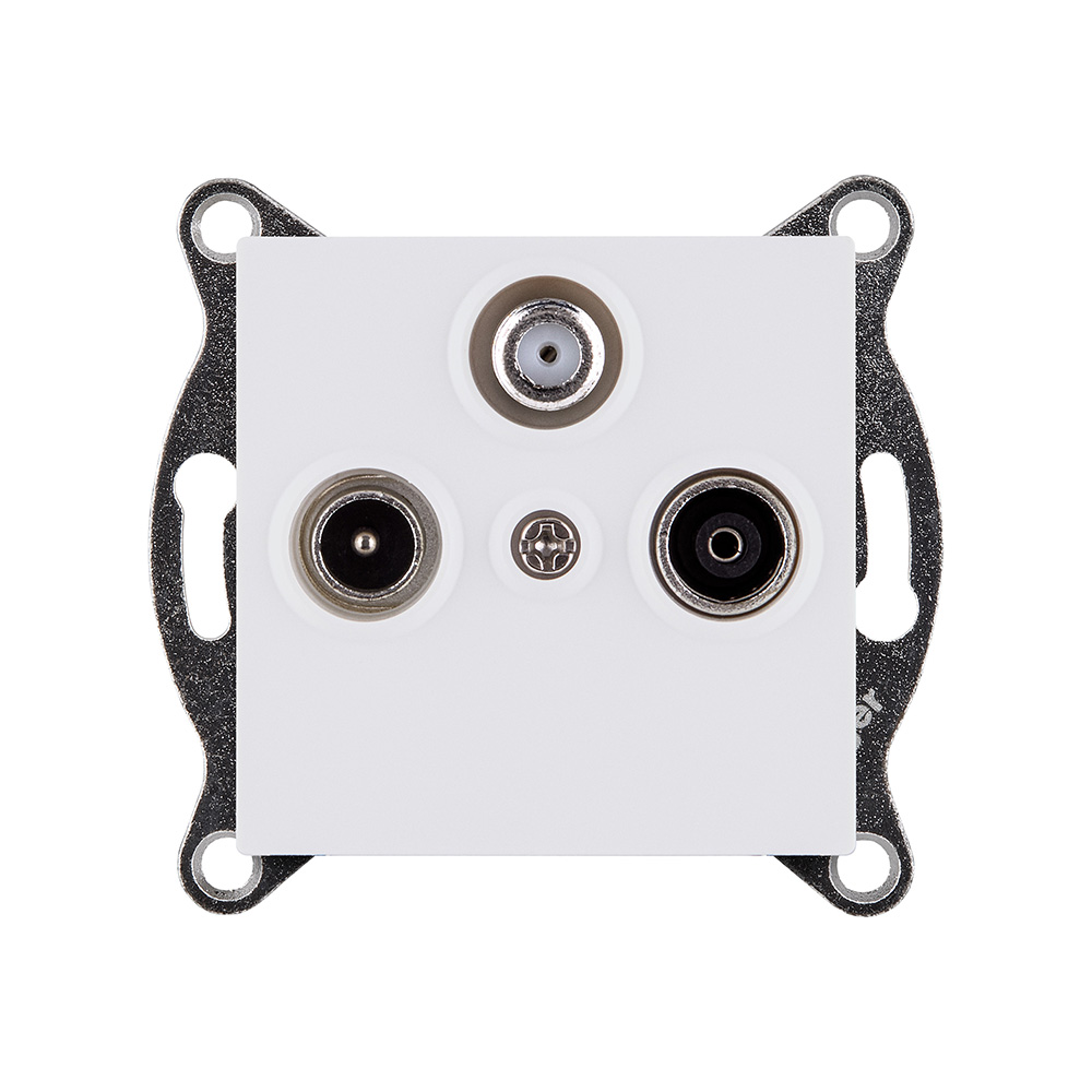 Розетка тройная TV (мама) + TV (папа) + спутниковая SAT, белый матовый Kollinger REA-036WM для Aspekt, Eleganz, Reflex