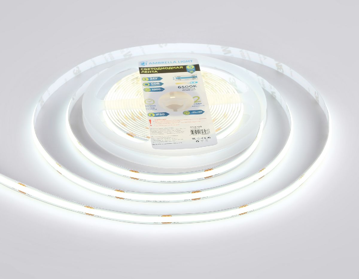 Светодиодная лента Ambrella Light LED Strip 24В COB 12Вт/м 6500K 5м IP20 GS4703