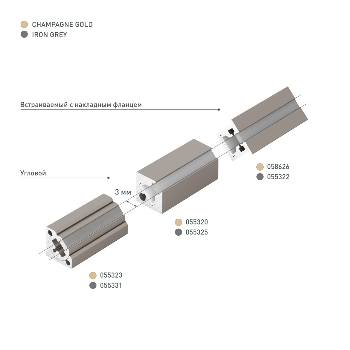 Профиль c экраном Arlight SL-KANT-H10-SQUARE-2000 CHAMPAGNE GOLD (Алюминий+пластик) 055320