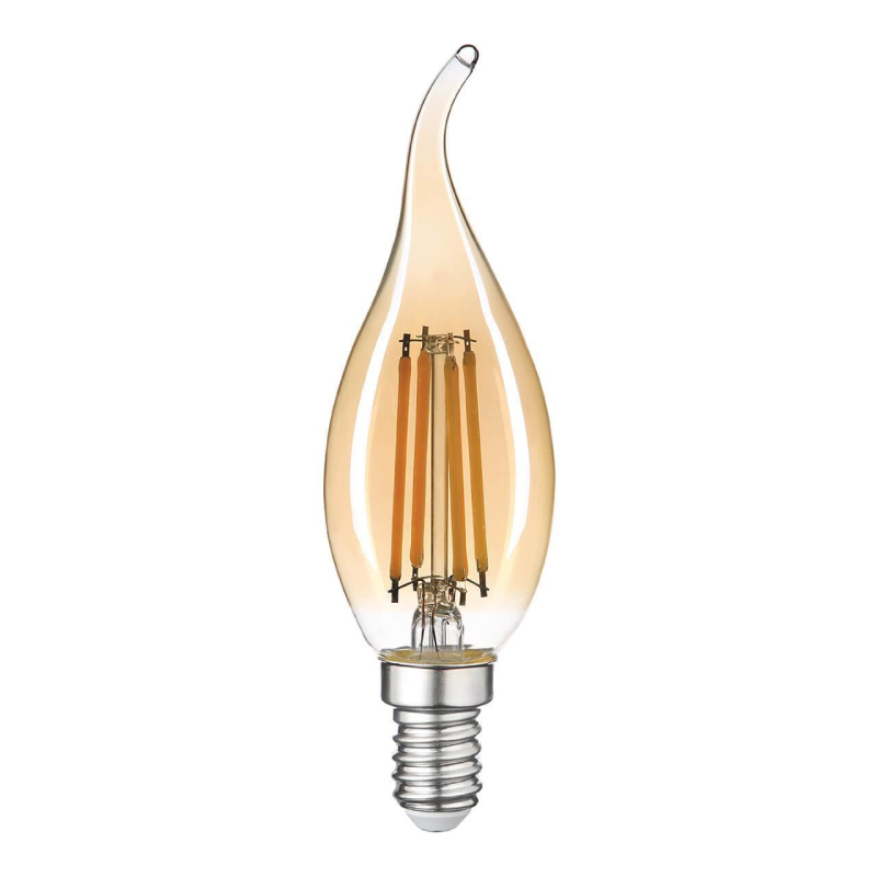 Лампа светодиодная филаментная Thomson E14 9W 2400K свеча не ветру прозрачная TH-B2119