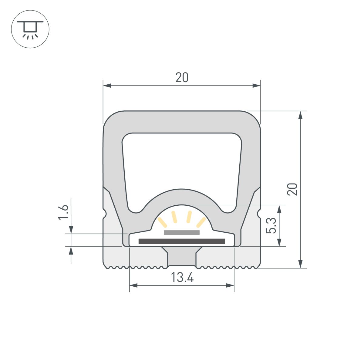 Силиконовый профиль Arlight WPH-FLEX-2020-TOP-S13-20m WHITE (Силикон) 062837