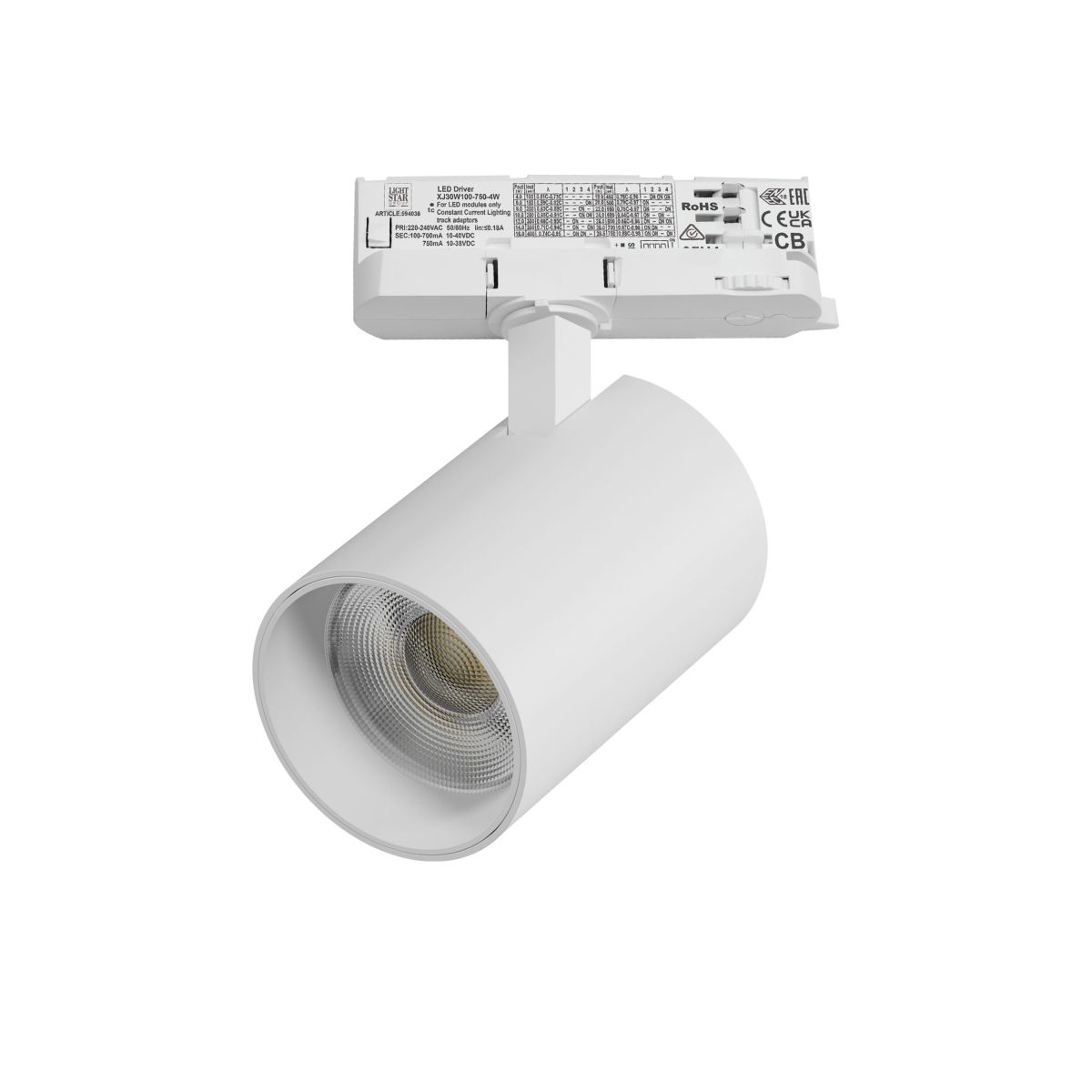 Трековый трехфазный светильник Quattro LED с адаптером Lightstar Alta Base A5346QT