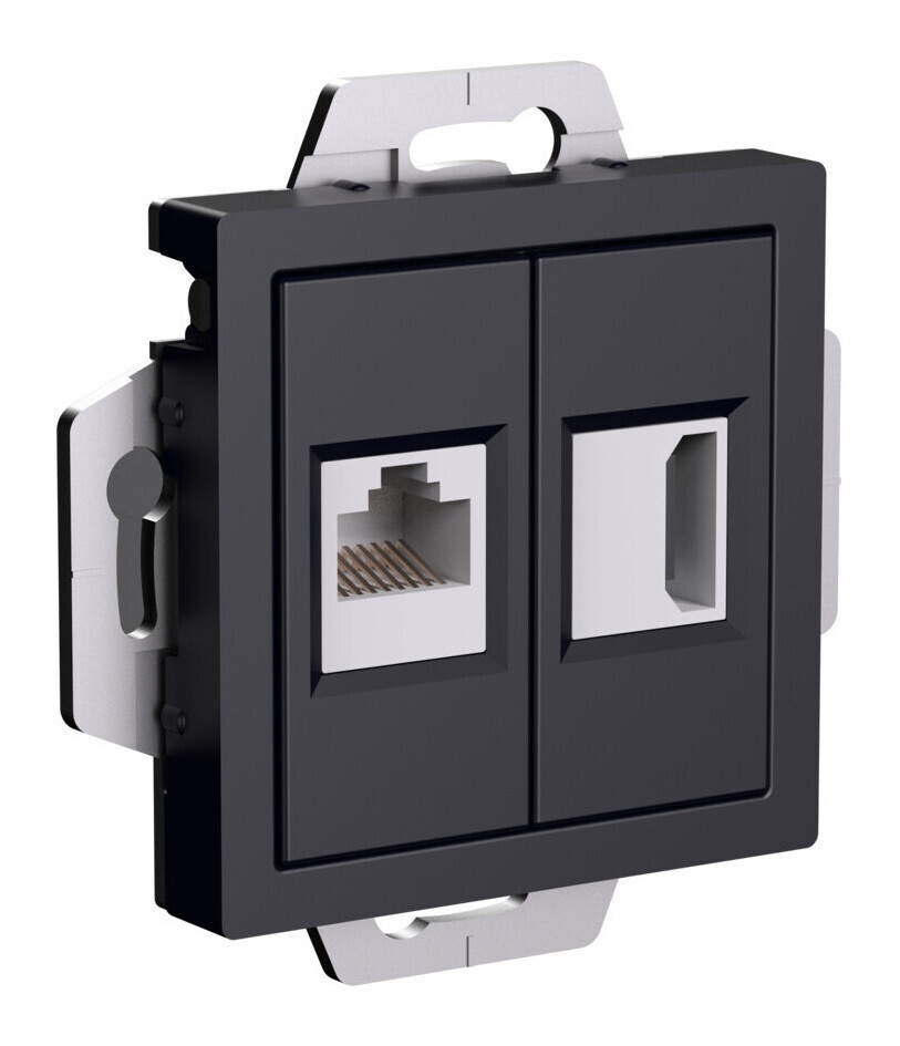 Розетка двойная HDMI+RJ45, кат.5Е, механизм Systeme Electric AtlasDesign Карбон ATN001082