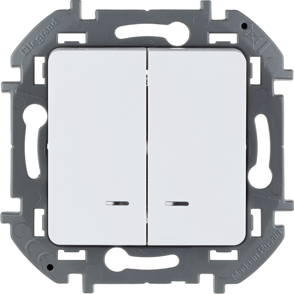 Выключатель двухклавишный с подсветкой/индикацией Legrand Inspiria 673630