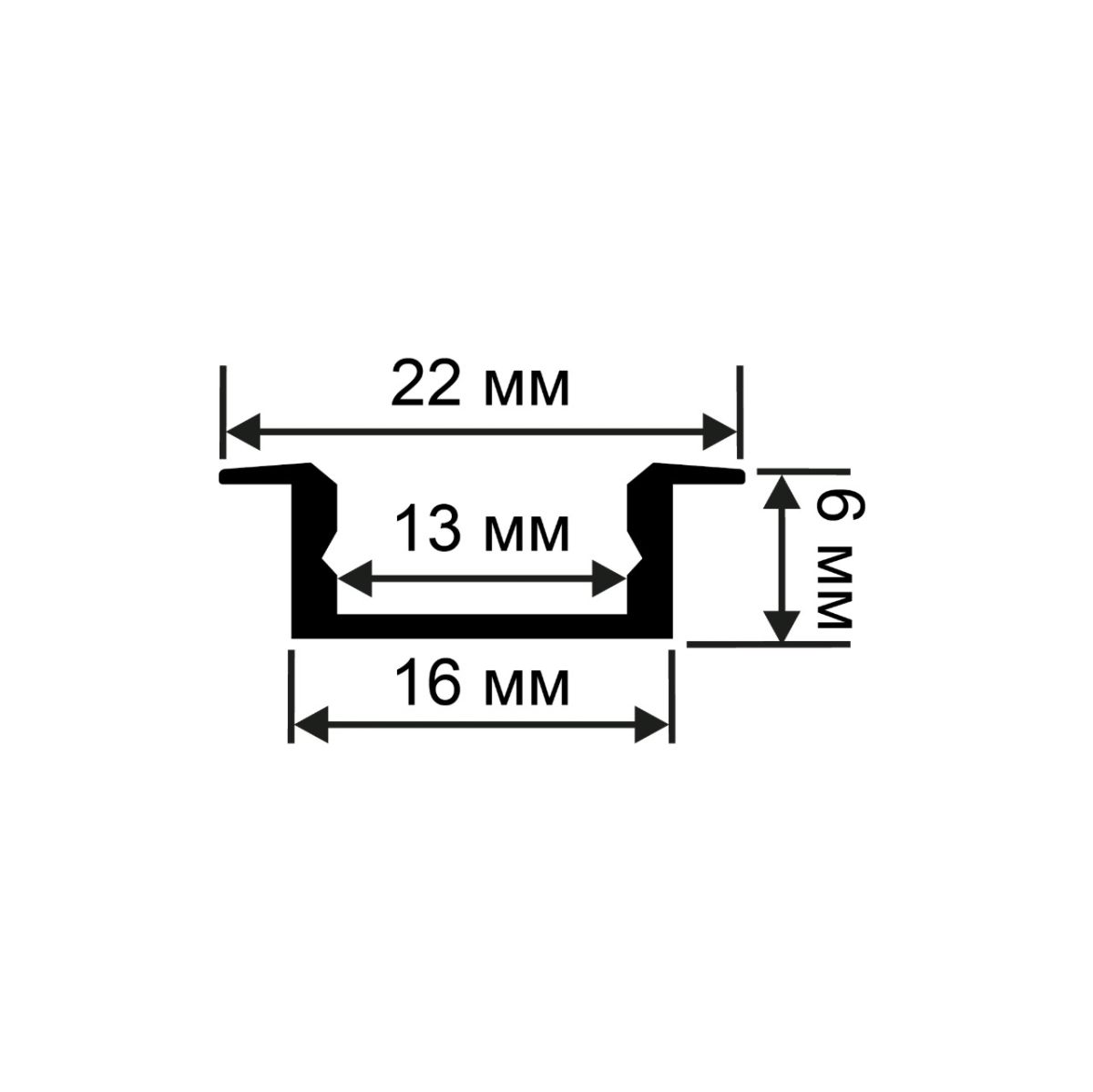 Профиль встраиваемый  шир. ленты до 12мм (рассеиватель матовый, заглушки - 2шт.,) OGM GM-08-02