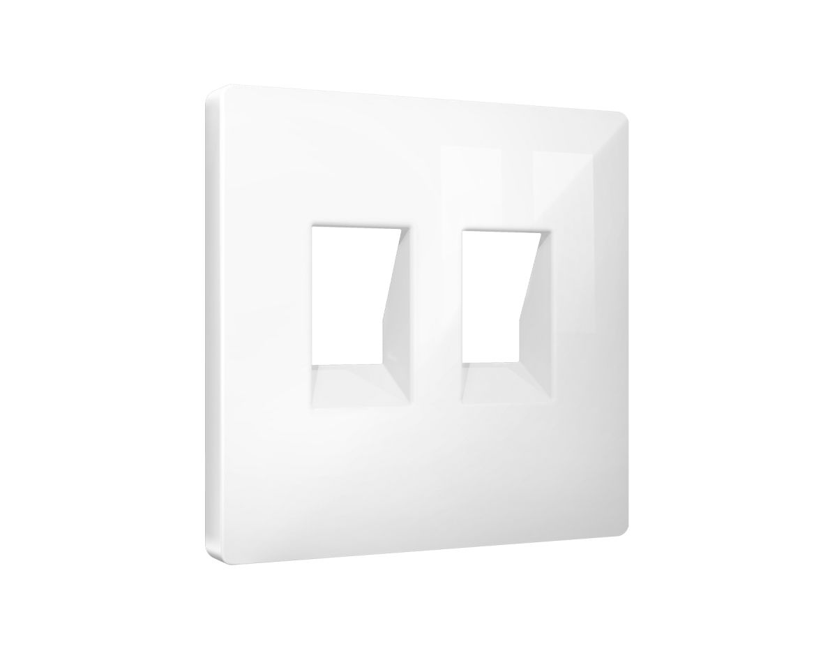 Лицевая панель Alfa (Белый глянец) для компьютерной/телефонной двойной розетки RJ-45/RJ-11 Quant Ambrella Volt AP1121