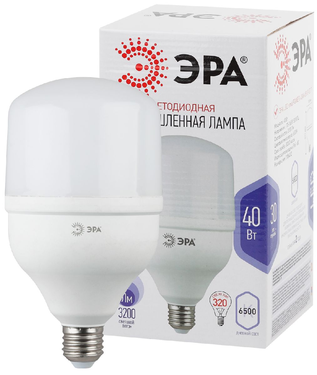 Лампа светодиодная Эра E27 40W 6500K LED POWER T120-40W-6500-E27 Б0027006
