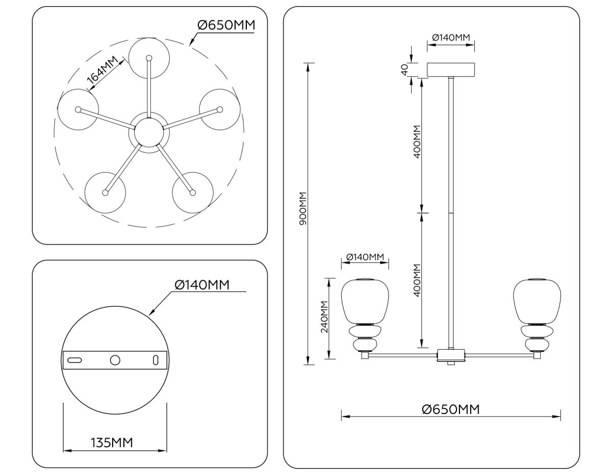Люстра на штанге Ambrella Light High Light Ceramo Modern LH53164