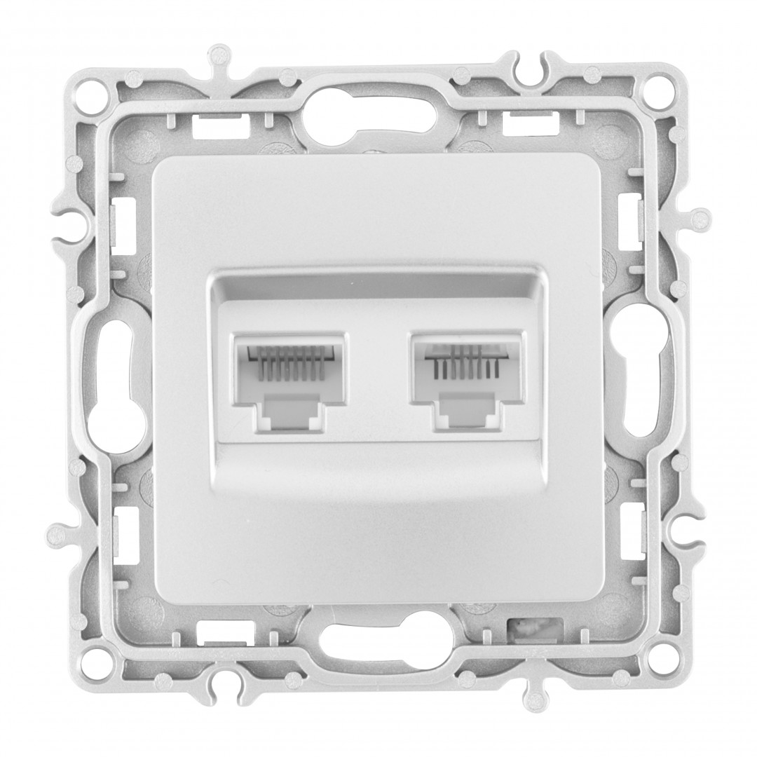 Розетка телефонная RJ11 + компьютерная RJ45 Arte Milano 217.44-1.silver