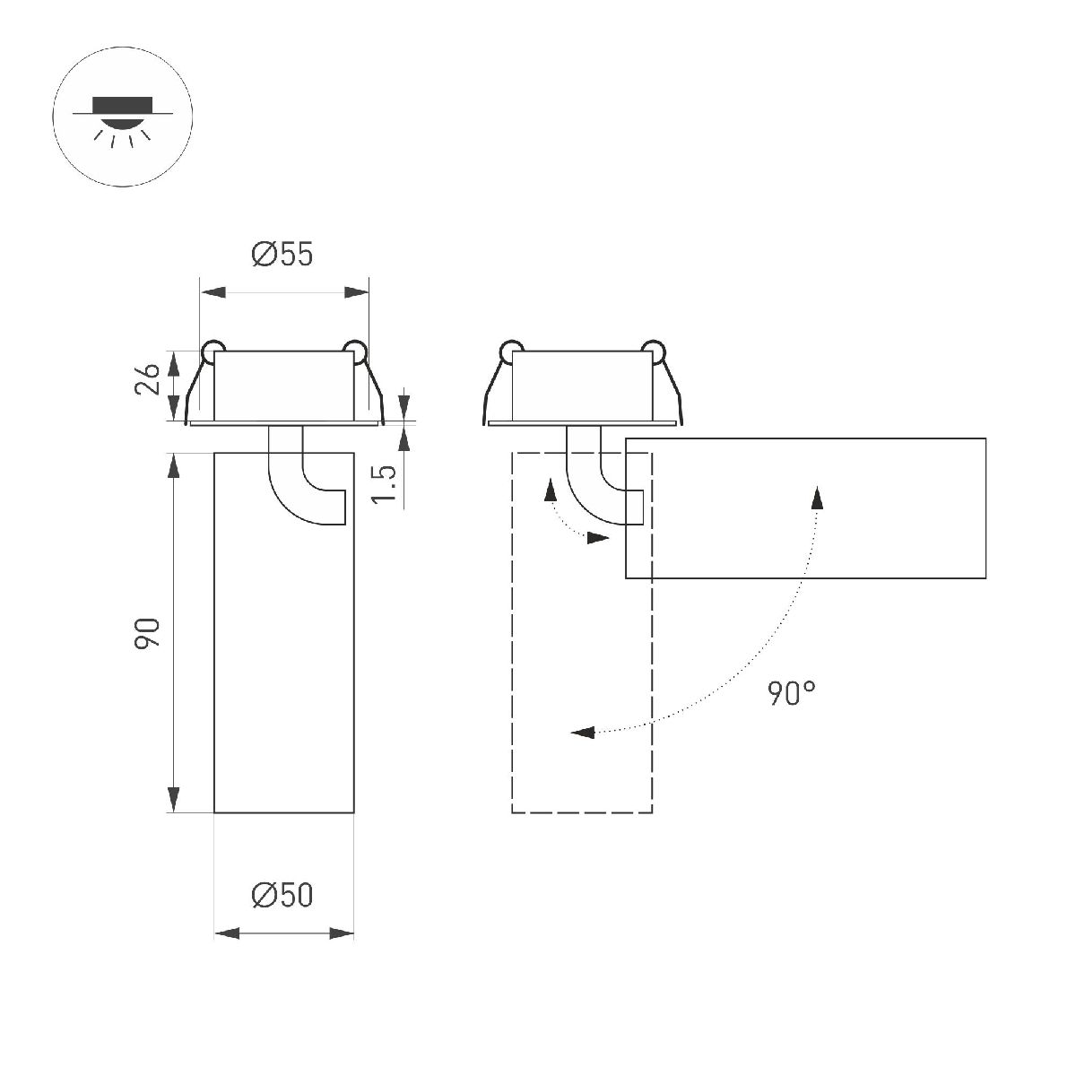 Встраиваемый спот Arlight SP-GABI-BUILT-FLAP-R50-9W Warm3000 052354