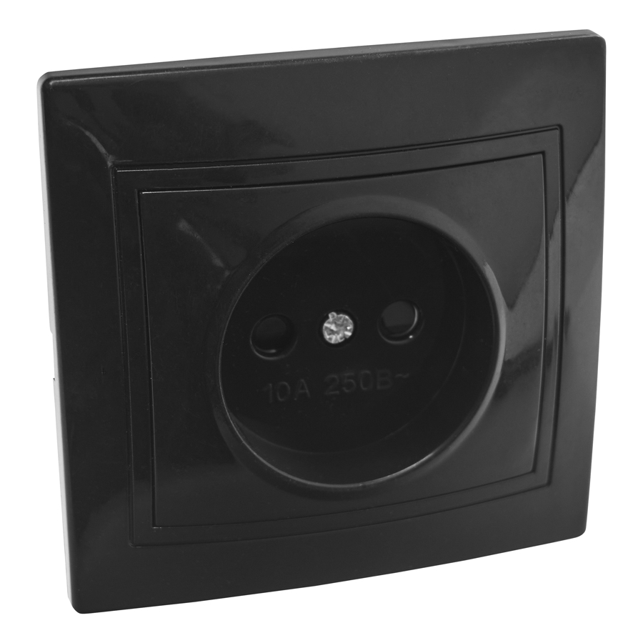 Розетка 2П с защ. шт. скрытой установки 16А 250В IP20, черная (керамика) 