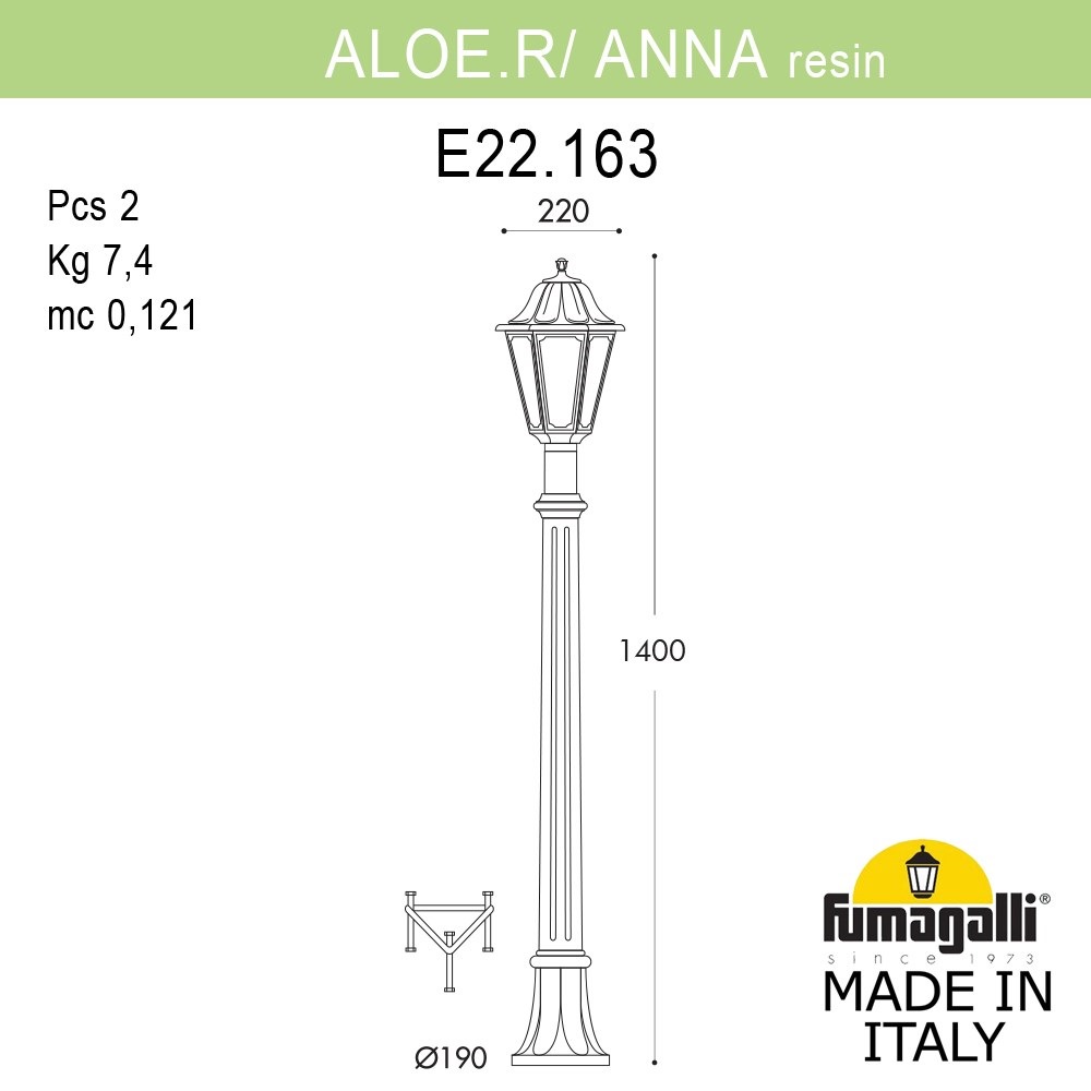 Ландшафтный светильник Fumagalli ALOE*R/ANNA E22.163.000.BYE27