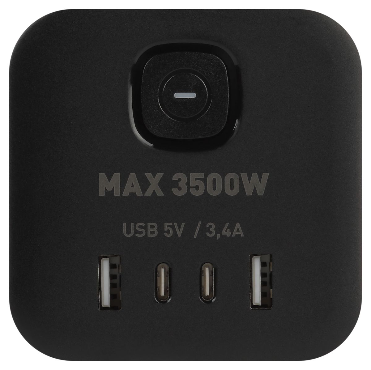 Сетевой фильтр ЭРА CUBE-3es-1,5m-4USB-B куб с заземлением с выключателем 3 розетки+4xUSBA+C 1,5м 16А черный Б0069074