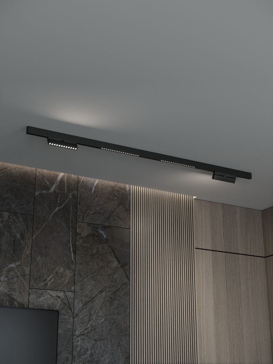 Трековая система со светильниками №7 трехфазная накладная Eldeko (48В, форма - прямая, 2м, 4000K) черная Hesby Lighting HSBL_kompl_E007_NI2B4K