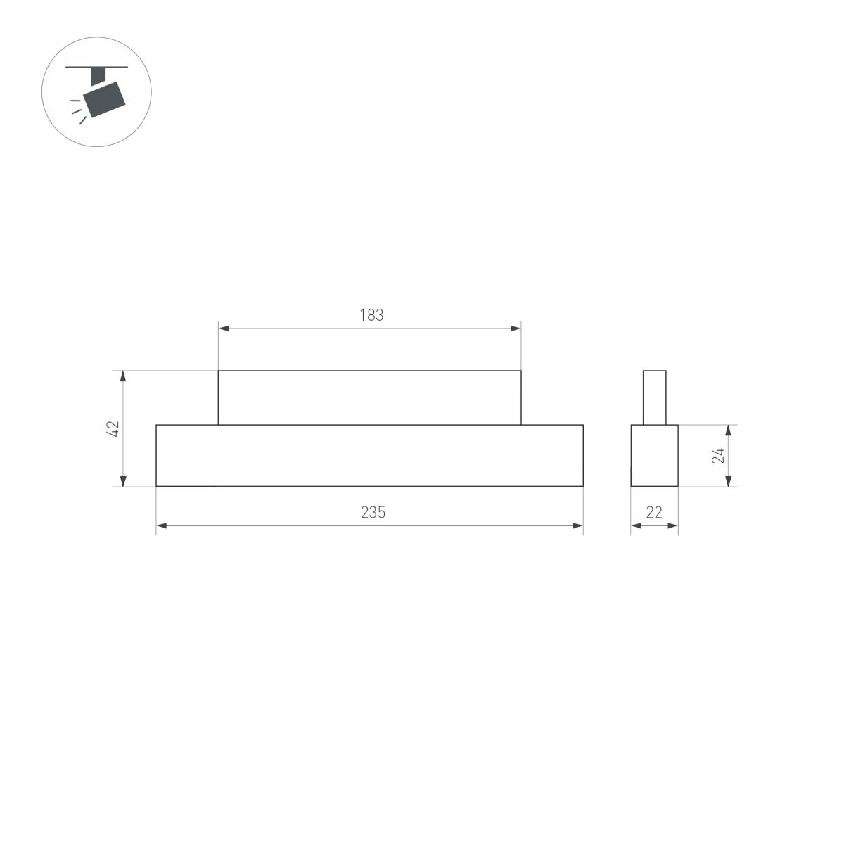 Трековый магнитный светильник Arlight MAG-ORIENT-FLAT-L235-8W Day4000 (Черный, 100 deg, 48V, DALI) (IP20 Металл) 033610(2)