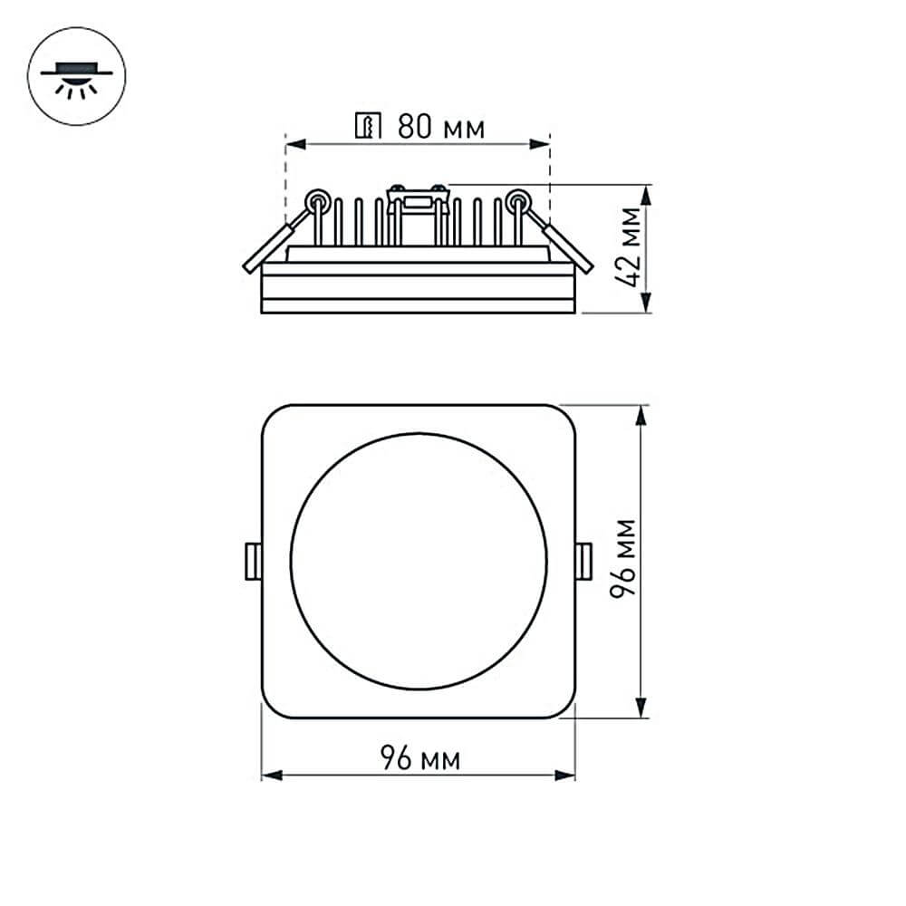 Влагозащищенный светильник Arlight LTD-96x96SOL-BK-10W Warm White 022556