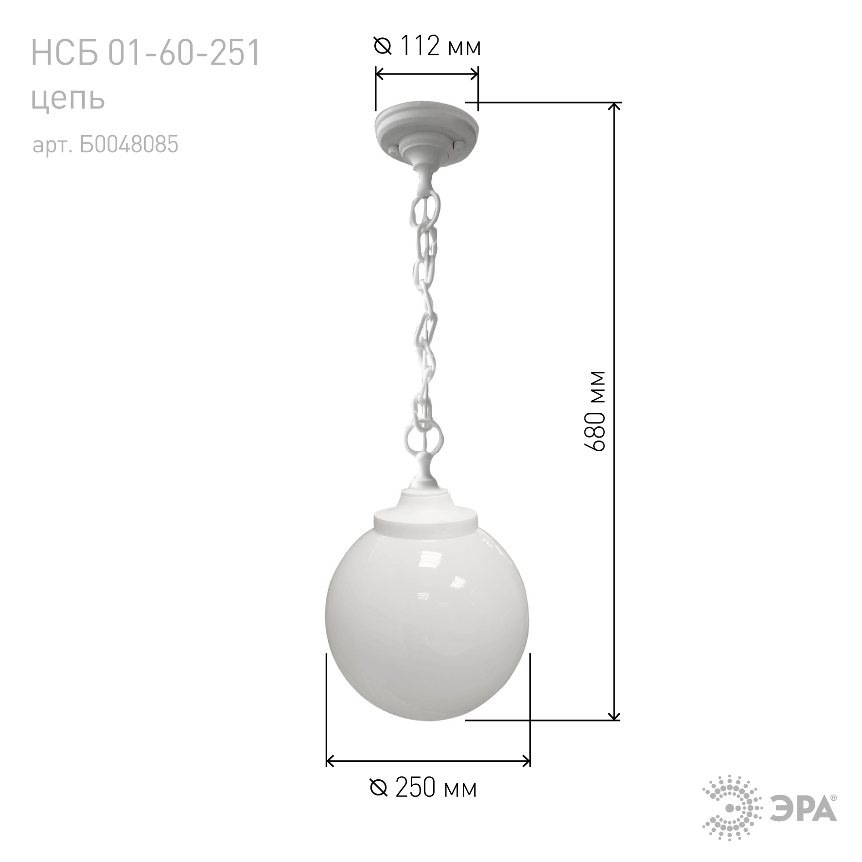 Уличный подвесной светильник Эра НСБ 01-60-251 цепь Б0048085