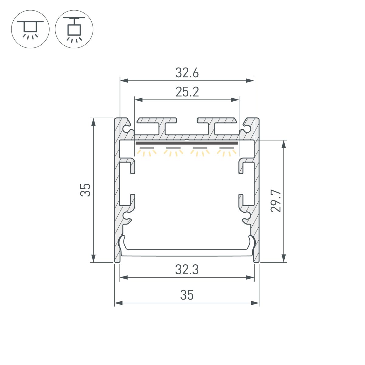 Профиль Arlight SL-LINE-3535-2000 WHITE с рефлектором (Алюминий) 064459