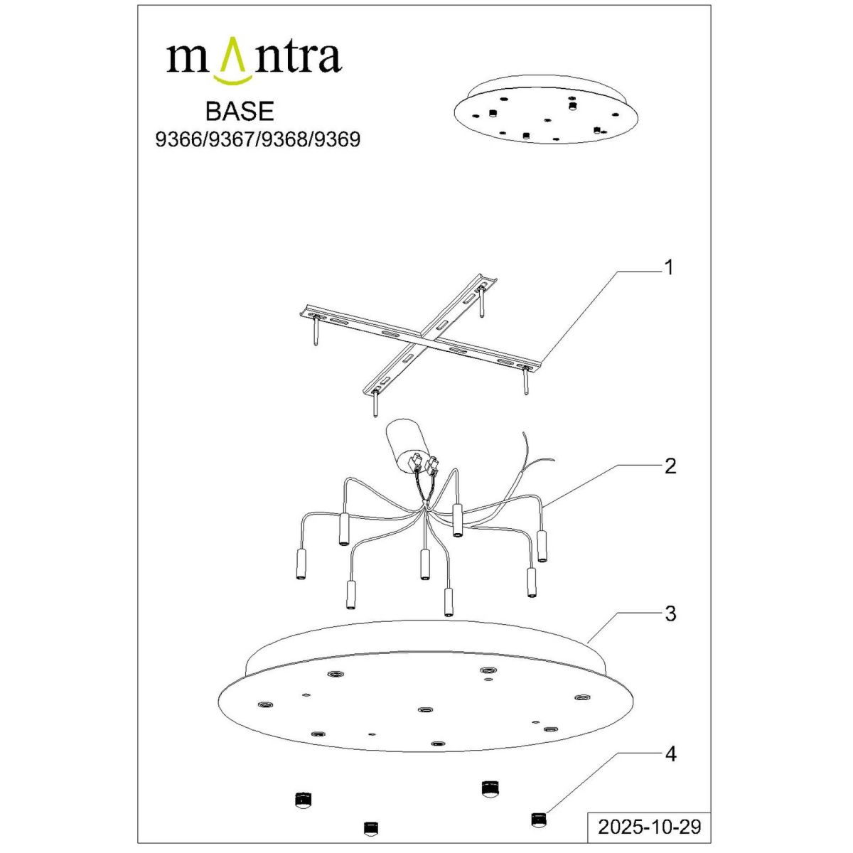 Основание потолочное 8L Mantra Modular Light Florones 9369